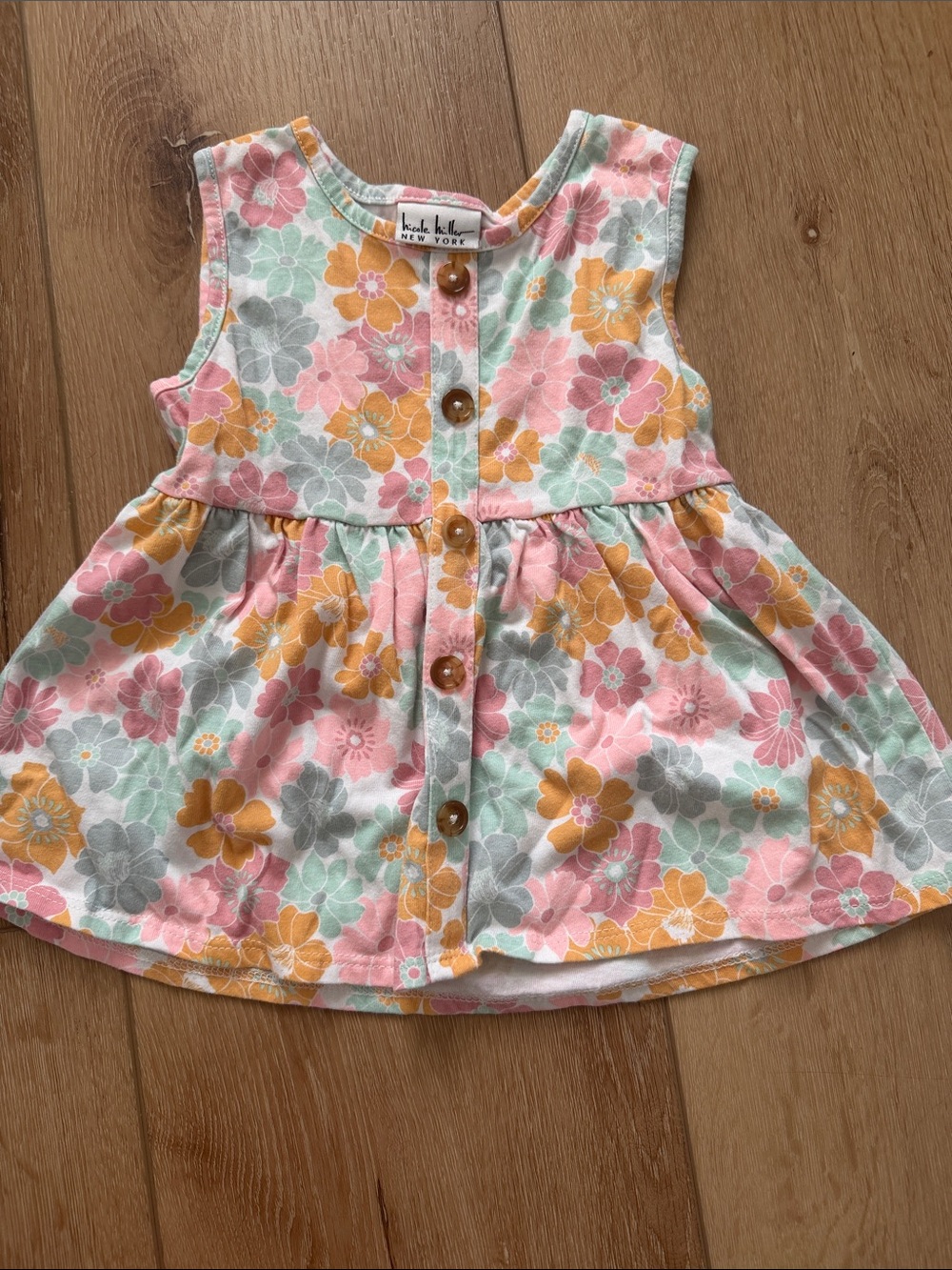 Nicole Miller Floral Button-Front Dress in Pink, Yellow & Mint